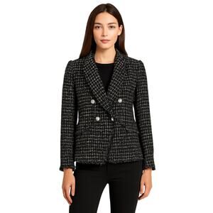 Rachel Zoe Black White Metallic Tweed Blazer Jacket - Size Medium NWT